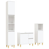3 Piece Bathroom Cabinet Set White Engineered Wood - Front View
