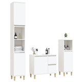 3 Piece Bathroom Cabinet Set White Engineered Wood - Side View