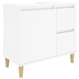 3 Piece Bathroom Cabinet Set White Engineered Wood - 45-Degree Angle