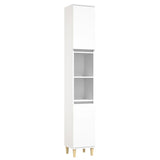 3 Piece Bathroom Cabinet Set White Engineered Wood - Rear View