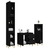 3 Piece Bathroom Cabinet Set Black Engineered Wood - Top-Down View