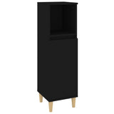 3 Piece Bathroom Cabinet Set Black Engineered Wood - Close-Up Angle