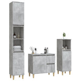 3 Piece Bathroom Cabinet Set Concrete Grey Engineered Wood - Side View