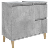 3 Piece Bathroom Cabinet Set Concrete Grey Engineered Wood - 45-Degree Angle