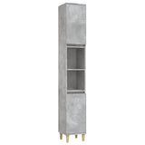 3 Piece Bathroom Cabinet Set Concrete Grey Engineered Wood - Rear View