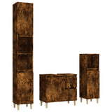 3 Piece Bathroom Cabinet Set Smoked Oak Engineered Wood - Front View