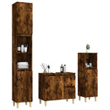 3 Piece Bathroom Cabinet Set Smoked Oak Engineered Wood - Side View