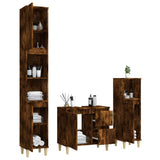 3 Piece Bathroom Cabinet Set Smoked Oak Engineered Wood - Top-Down View