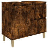 3 Piece Bathroom Cabinet Set Smoked Oak Engineered Wood - 45-Degree Angle