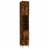 3 Piece Bathroom Cabinet Set Smoked Oak Engineered Wood - Rear View
