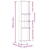 3 Piece Bathroom Cabinet Set Smoked Oak Engineered Wood - Extra Image