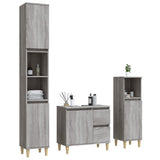 3 Piece Bathroom Cabinet Set Grey Sonoma Engineered Wood - Side View