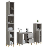 3 Piece Bathroom Cabinet Set Grey Sonoma Engineered Wood - Top-Down View