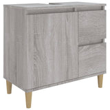 3 Piece Bathroom Cabinet Set Grey Sonoma Engineered Wood - 45-Degree Angle