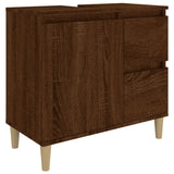 3 Piece Bathroom Cabinet Set Brown Oak Engineered Wood - 45-Degree Angle