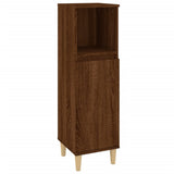 3 Piece Bathroom Cabinet Set Brown Oak Engineered Wood - Close-Up Angle