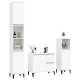 3 Piece Bathroom Cabinet Set White Engineered Wood - Side View