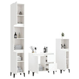 3 Piece Bathroom Cabinet Set White Engineered Wood - Top-Down View