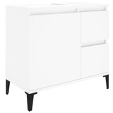 3 Piece Bathroom Cabinet Set White Engineered Wood - 45-Degree Angle