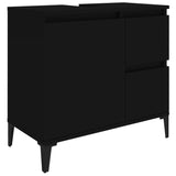 3 Piece Bathroom Cabinet Set Black Engineered Wood - 45-Degree Angle