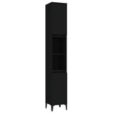 3 Piece Bathroom Cabinet Set Black Engineered Wood - Rear View