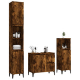 3 Piece Bathroom Cabinet Set Smoked Oak Engineered Wood - Side View