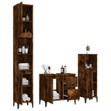 3 Piece Bathroom Cabinet Set Smoked Oak Engineered Wood - Top-Down View
