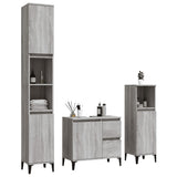3 Piece Bathroom Cabinet Set Grey Sonoma Engineered Wood - Side View