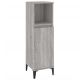 3 Piece Bathroom Cabinet Set Grey Sonoma Engineered Wood - Close-Up Angle