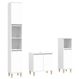 3 Piece Bathroom Furniture Set White Engineered Wood - Front View