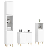 3 Piece Bathroom Furniture Set White Engineered Wood - Side View
