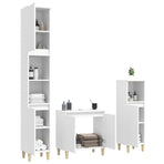 3 Piece Bathroom Furniture Set White Engineered Wood