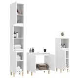 3 Piece Bathroom Furniture Set White Engineered Wood - Top-Down View