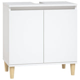 3 Piece Bathroom Furniture Set White Engineered Wood - 45-Degree Angle