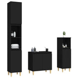 3 Piece Bathroom Furniture Set Black Engineered Wood - Side View