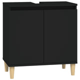 3 Piece Bathroom Furniture Set Black Engineered Wood - 45-Degree Angle