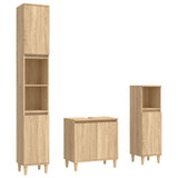3 Piece Bathroom Furniture Set Sonoma Oak Engineered Wood - Front View