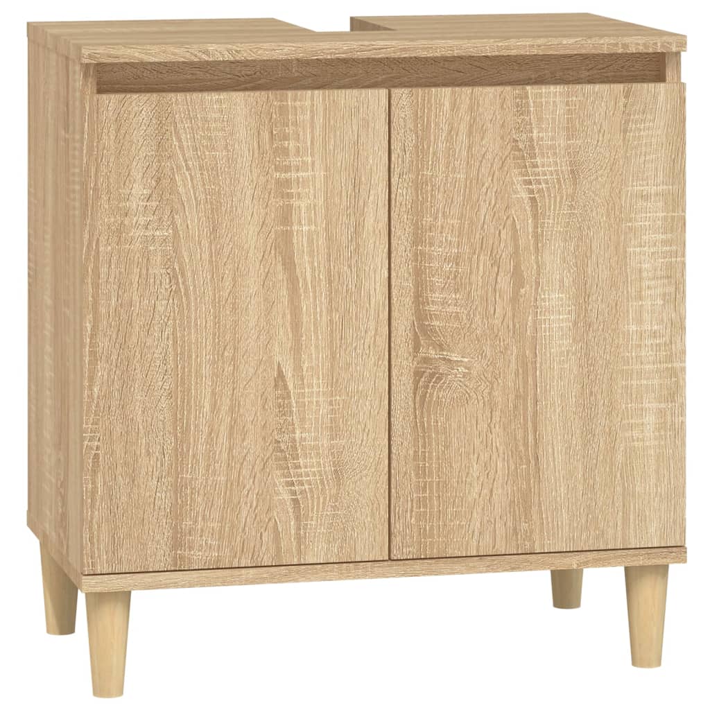 3 Piece Bathroom Furniture Set Sonoma Oak Engineered Wood