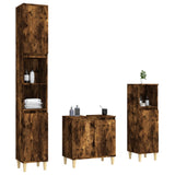3 Piece Bathroom Furniture Set Smoked Oak Engineered Wood - Side View