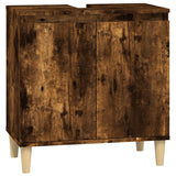 3 Piece Bathroom Furniture Set Smoked Oak Engineered Wood - 45-Degree Angle