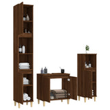 3 Piece Bathroom Furniture Set Brown Oak Engineered Wood - Side View