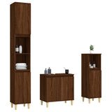 3 Piece Bathroom Furniture Set Brown Oak Engineered Wood - Top-Down View