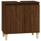 3 Piece Bathroom Furniture Set Brown Oak Engineered Wood - 45-Degree Angle