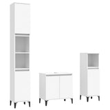 3 Piece Bathroom Furniture Set White Engineered Wood - Front View