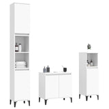 3 Piece Bathroom Furniture Set White Engineered Wood - Side View