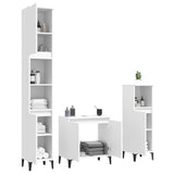 3 Piece Bathroom Furniture Set White Engineered Wood - Top-Down View