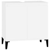 3 Piece Bathroom Furniture Set White Engineered Wood - 45-Degree Angle