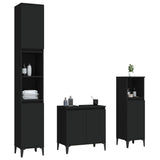 3 Piece Bathroom Furniture Set Black Engineered Wood - Side View