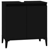 3 Piece Bathroom Furniture Set Black Engineered Wood - 45-Degree Angle
