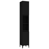 3 Piece Bathroom Furniture Set Black Engineered Wood - Rear View